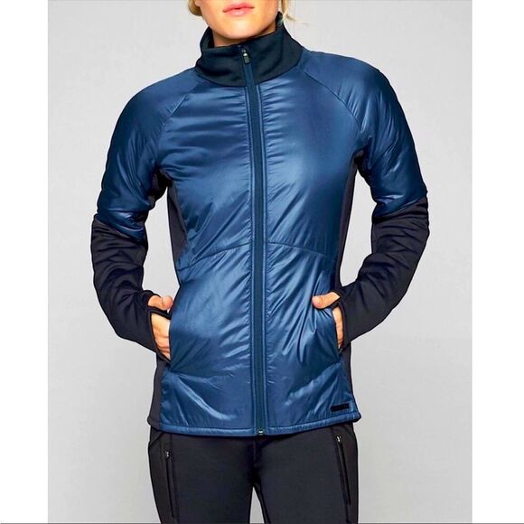 ATHLETA | Eco Insulation Rock Creek Zip Front Jacket Coat Blue Women’s Size M - Picture 2 of 13